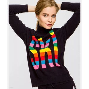 NWT Womens CHINTI & PARKER Size M Rainbow  Ski Turtleneck   Sweater  MRSP 480$